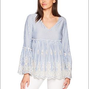 Karen Kane Rosewater Embroidered Striped Top